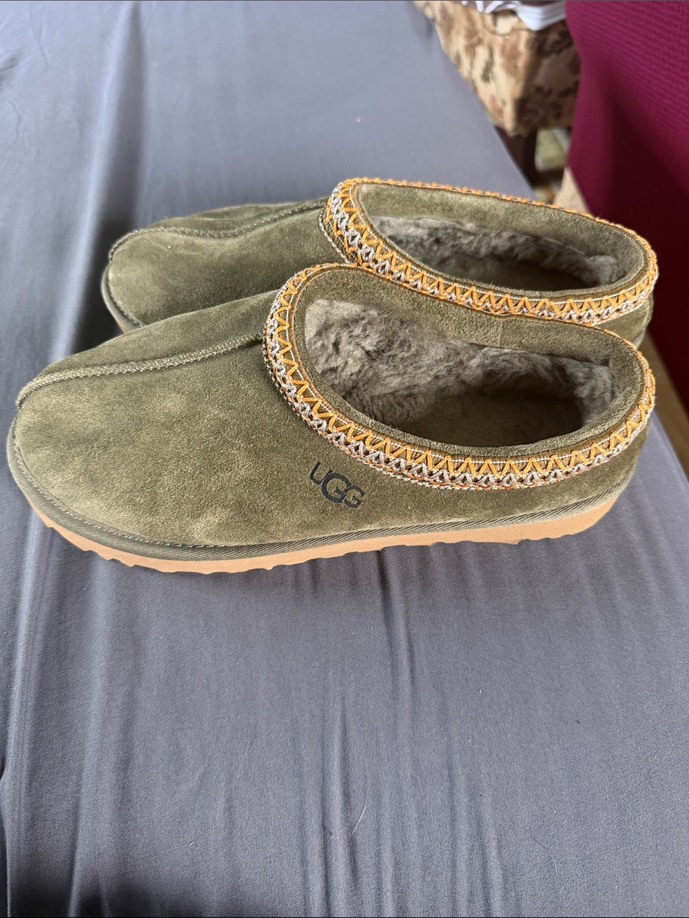 UGG tasman 5955-BTOL olive green womens size wool slipper size 11 women’s - Picture 4 of 8